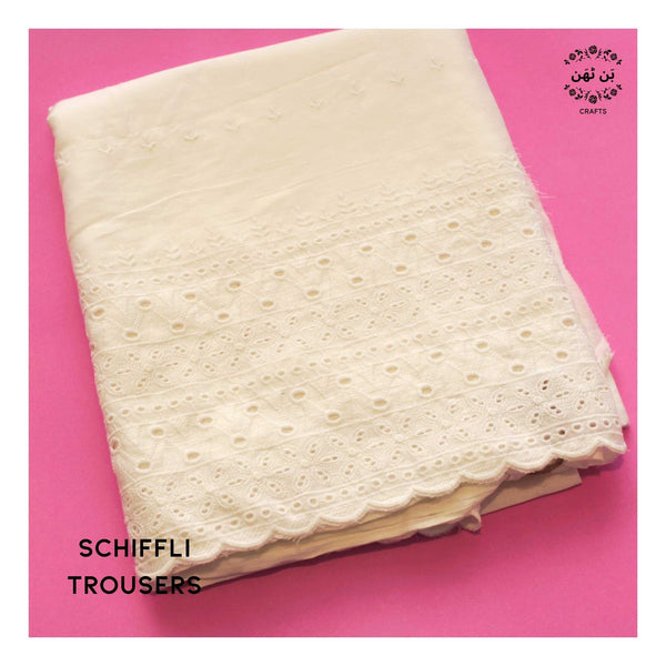 White on White - Schiffli Trousers