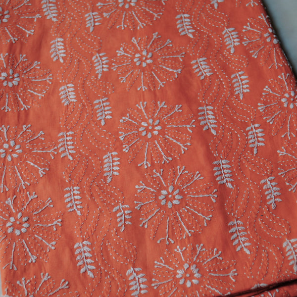Peach Orange - Chikankari - Kurta