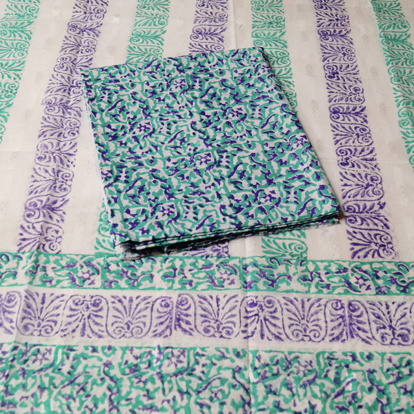 Aqua Amethyst Waves - Lawn - Block Printed