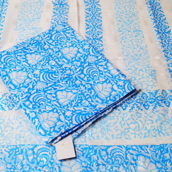 Blue - Lawn - Block Printed