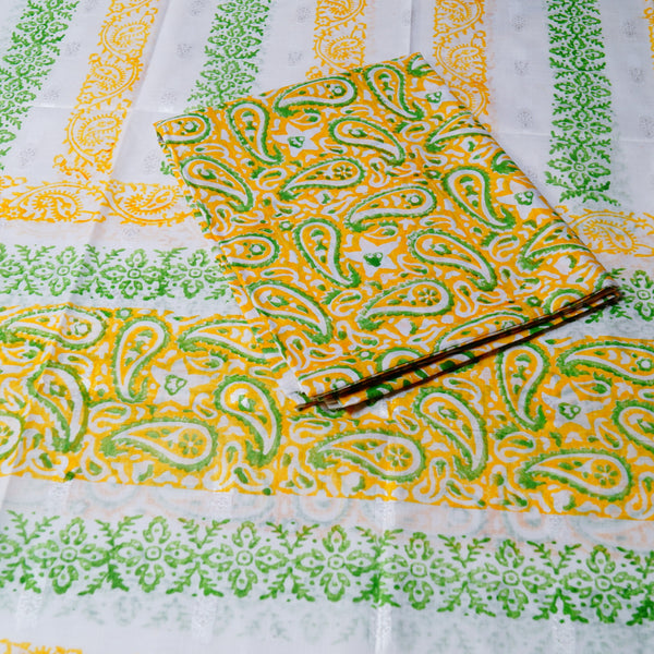 Mustard Green Paisley - Lawn - 2 PC - Block Printed