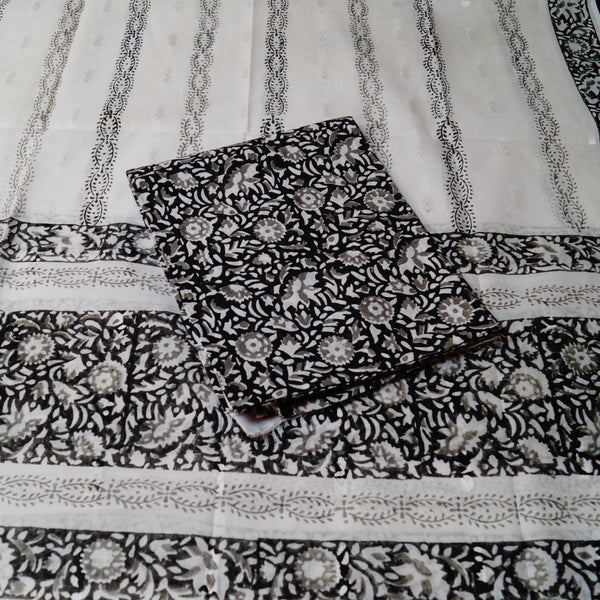 Ebony Floral Mist - Lawn - Block Printed