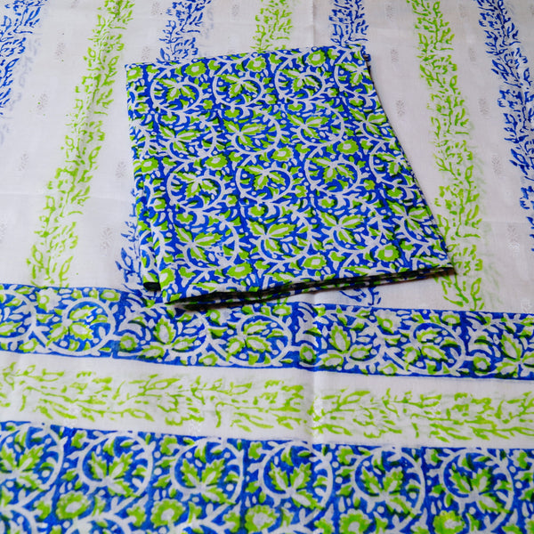 Azure Emerald Vines - Lawn - Block Printed