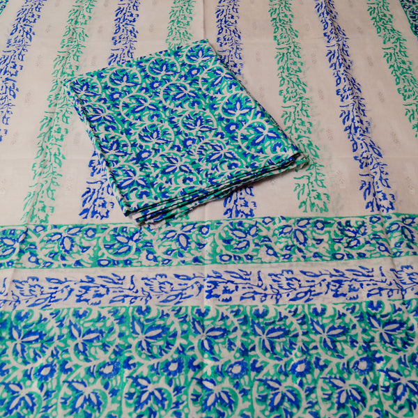 Aquatic Ripples - Lawn - 2 PC - Block Printed