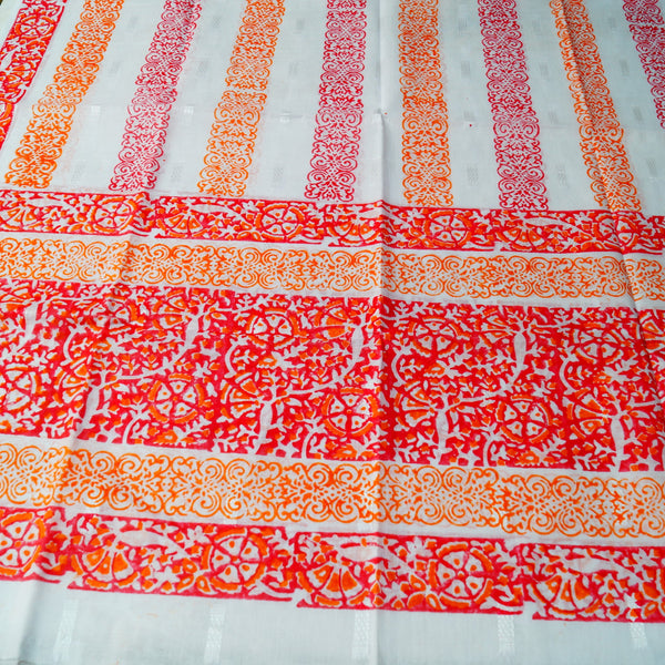Scarlet Sunset - Lawn - Block Printed