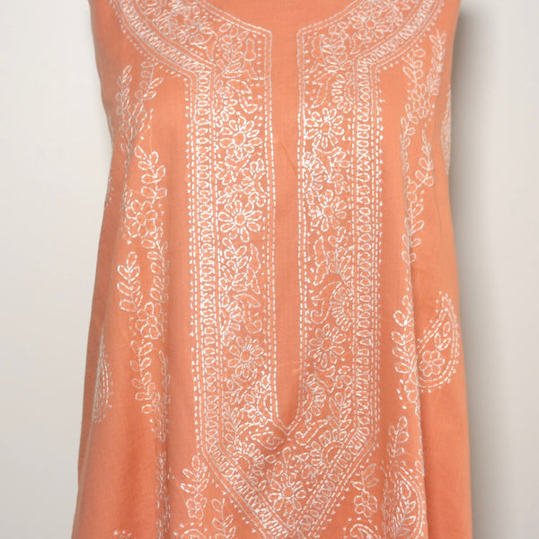 Salmon Pink - Lawn - Kurta (with neckline)