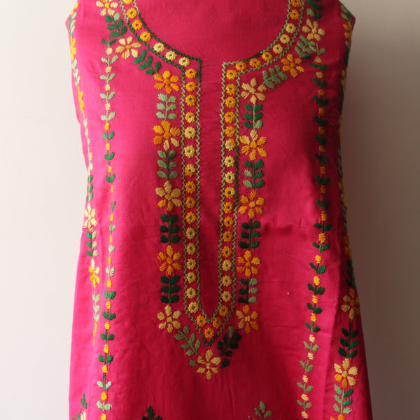 Fuchsia - Lawn - Kurta (with neckline and border)
