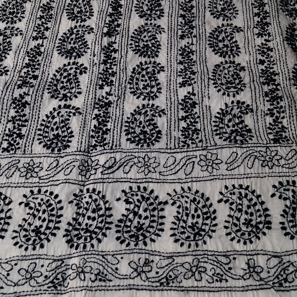 Black on White - Chikankari - Kurta (with border) & Dupatta