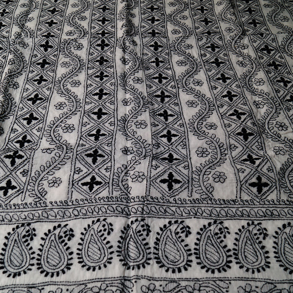 Black on White - Chikankari - Kurta (with border) & Dupatta