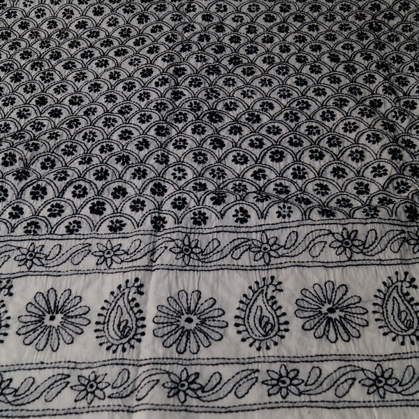 Black on White - Chikankari - Kurta (with border) & Dupatta