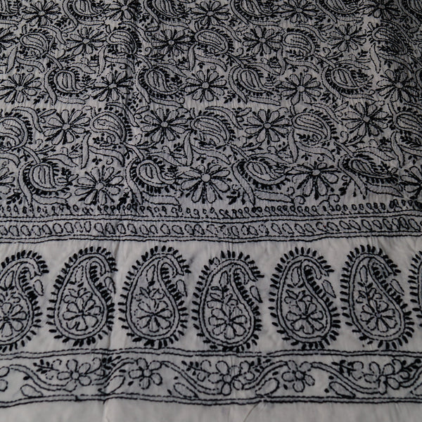 Black on White - Chikankari - Kurta (with border) & Dupatta