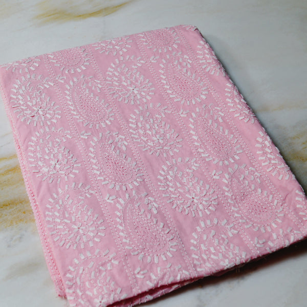 Millennial Pink - Chikankari - Kurta (with border) & Dupatta