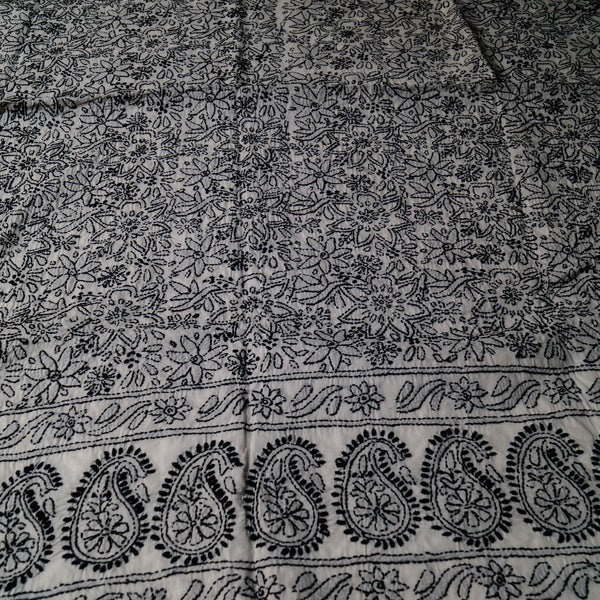Black & White - Chikankari - Kurta (with border) & Dupatta