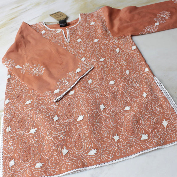 Kids - Bronze - Hand-Embroidered Kurta - Size 9-10 years