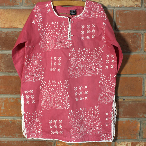Kids - Blush - Hand-Embroidered Kurta - Size 3-4 years