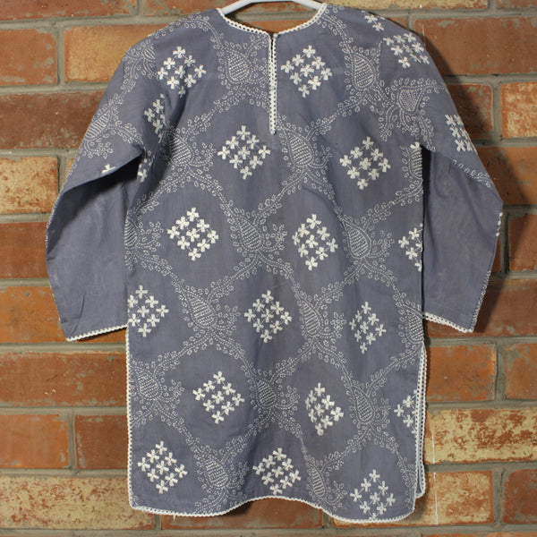 Kids - Silver Cloud - Hand-Embroidered Kurta - Size 7-8years