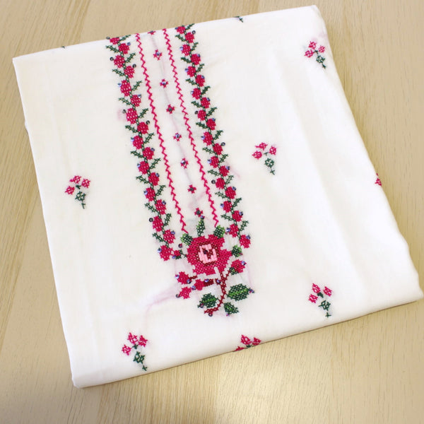 WHITE - CROSS STITCH LAWN KURTA - 2072