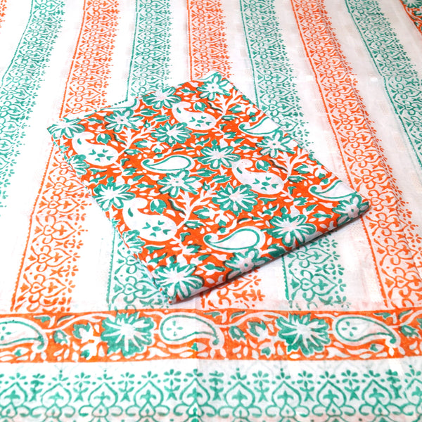 ORANGE BLOOM PAISLEY - COTTON LAWN - 2 PC - 2153