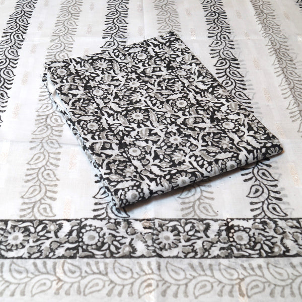 MIDNIGHT TENDRILS - LAWN - 2 PC - BLOCK PRINTED - 2154