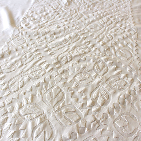 WHITE ON WHITE – APPLIQUED FABRIC FOR SHALWAR OR TROUSERS - 5094
