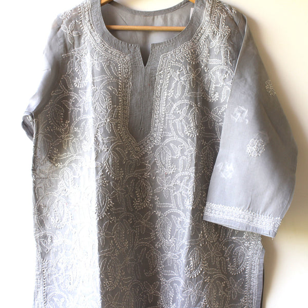 STITCHED - LUCKHNOWI CHIKANKARI KURTA - 2275