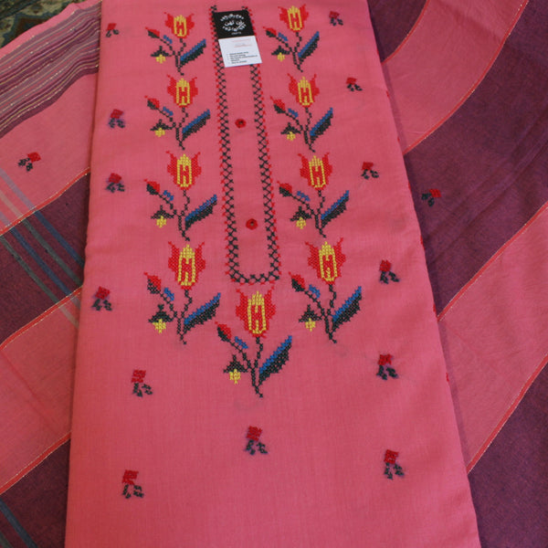 3-PC - CROSS-STITCH on KHADDAR - KV2-4048