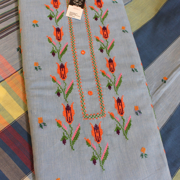 3-PC - CROSS-STITCH on KHADDAR - KV2-4050