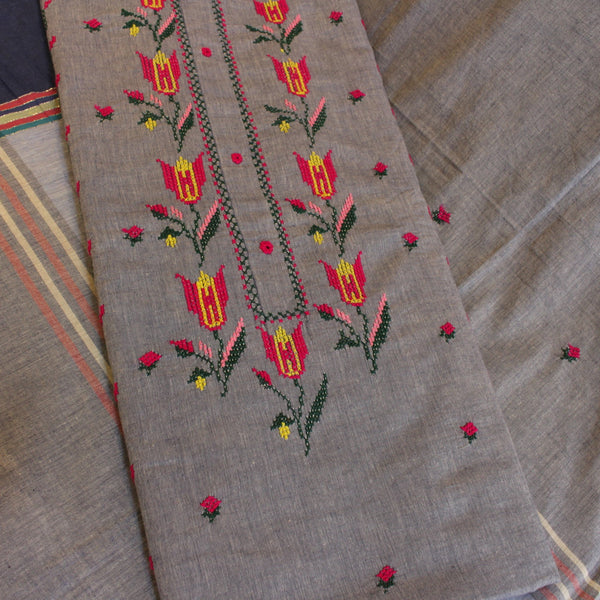 3-PC - CROSS-STITCH on KHADDAR - KV2-4049