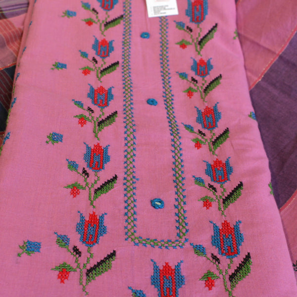 3-PC - CROSS-STITCH on KHADDAR - KV2-4059