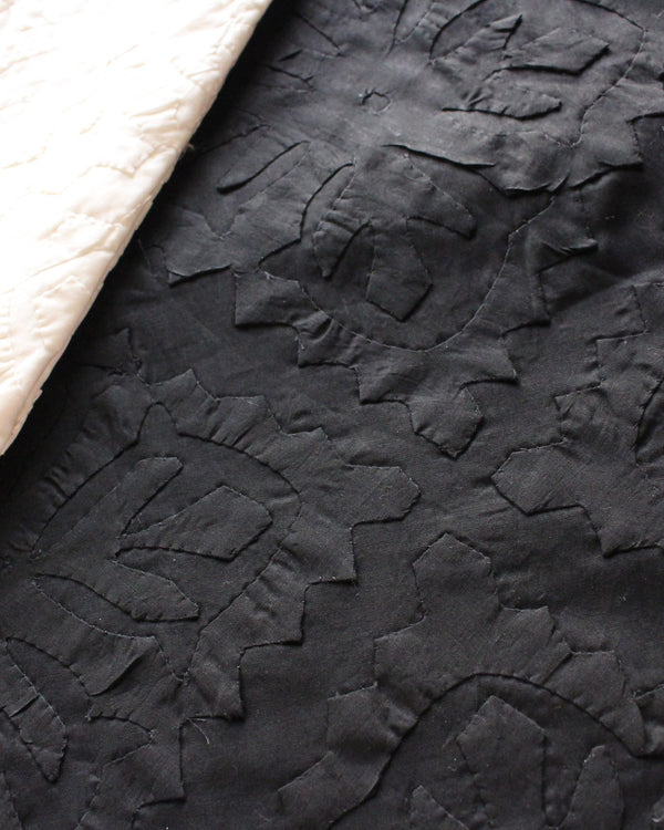BLACK ON BLACK – APPLIQUED FABRIC FOR SHALWAR OR TROUSERS - 5092