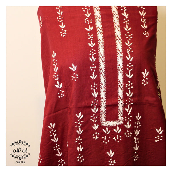 Maroon - Lawn - Tarkashi Kurta
