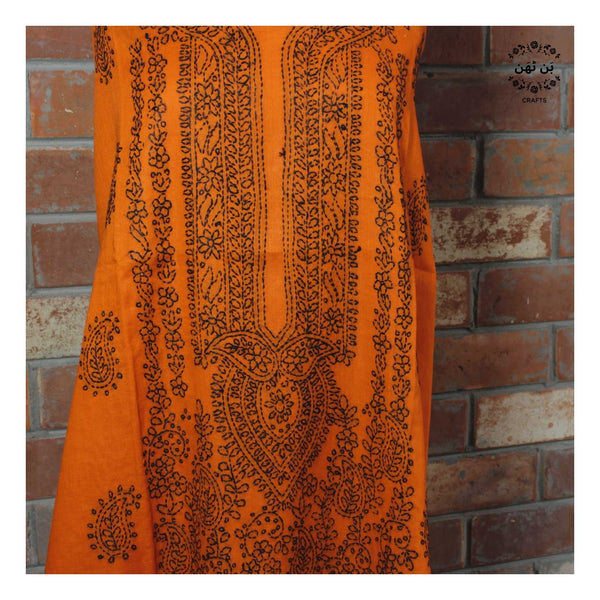 Burnt Orange & Black - Lawn - Kurta