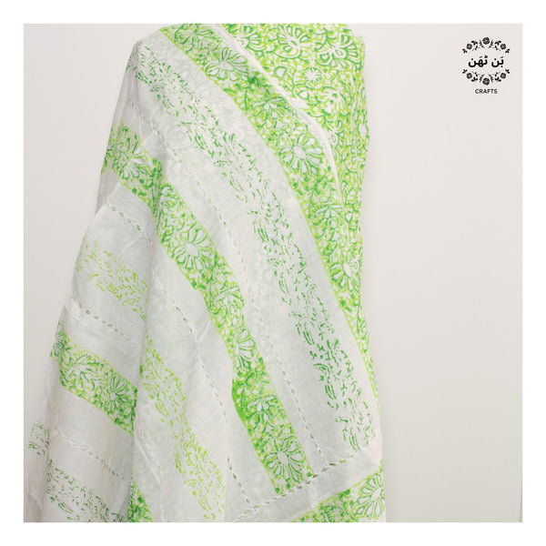 Lime Leaf Harmony - Lawn - 2 PC - Block Printed with Tarkashi Dupatta