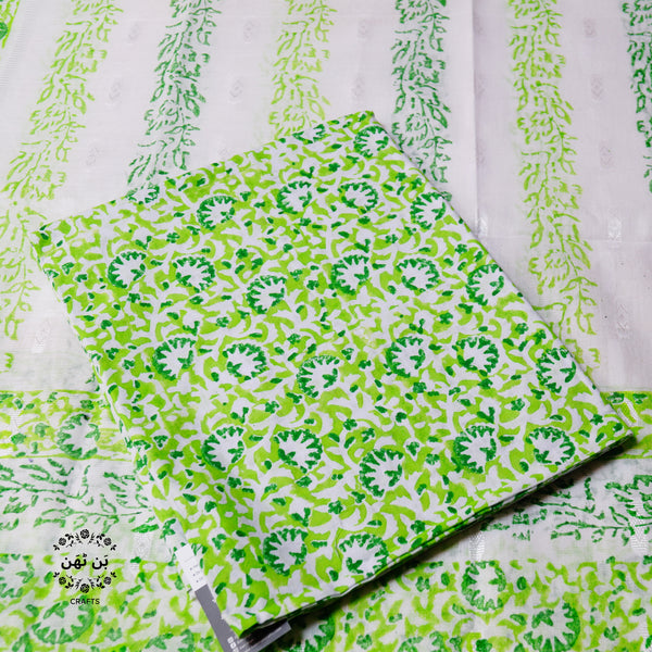 Green Glee - Lawn - Block Printed