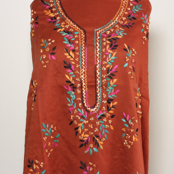 Rust - Lawn - Kurta (with gota work)