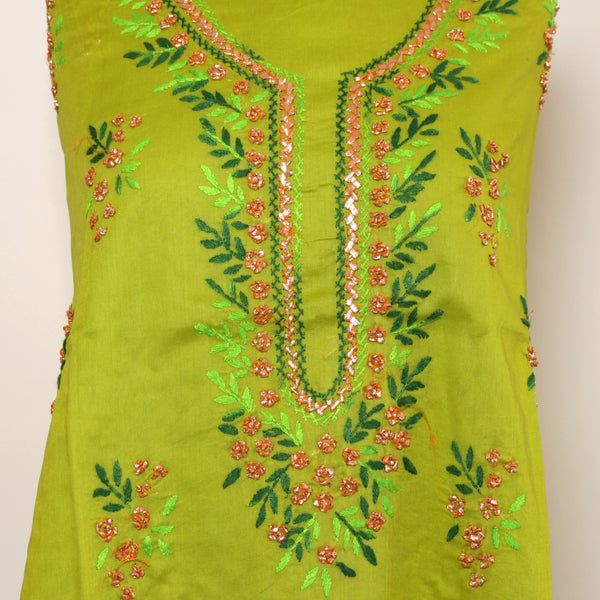 Olive - Lawn - Kurta (with gota work