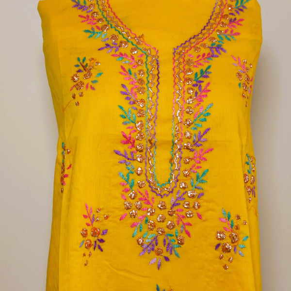 Yellow - Lawn - Kurta (with gota work