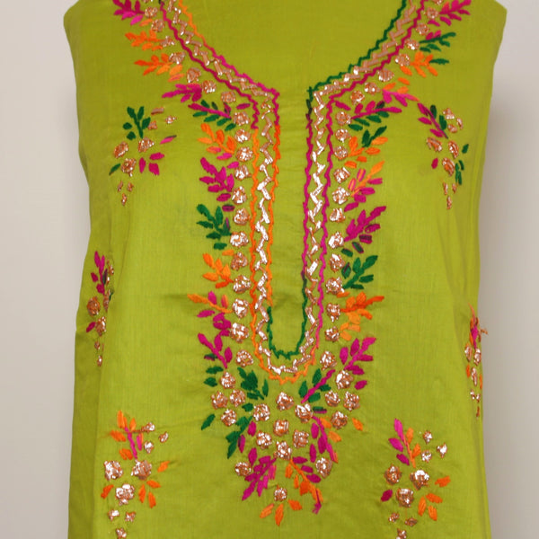 Olive - Lawn - Kurta (with gota work