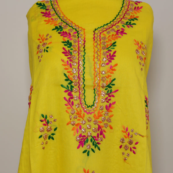 Yellow - Lawn - Kurta (with gota work