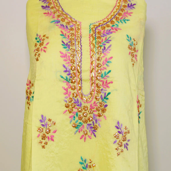 Pastel Yellow - Lawn - Kurta (with gota work)
