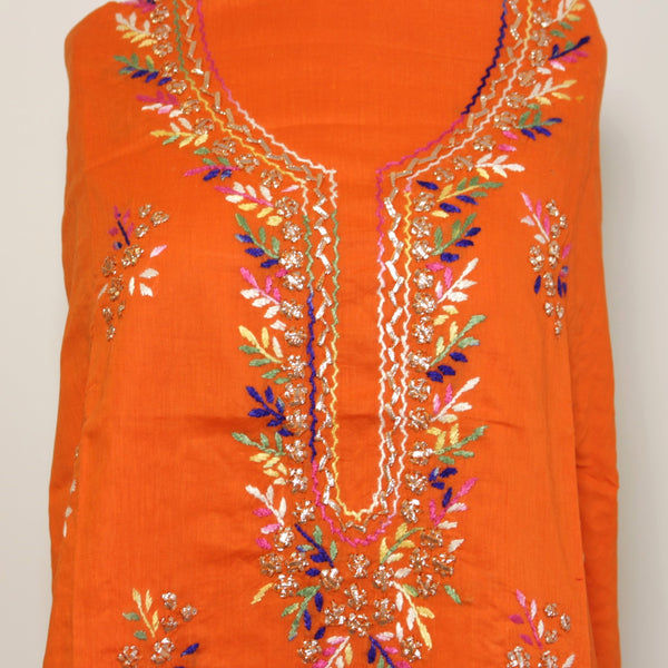 Tangerine - Lawn - Kurta (with gota work)