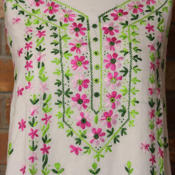 Leafy Pink Delight - Kurta (with mirror work)