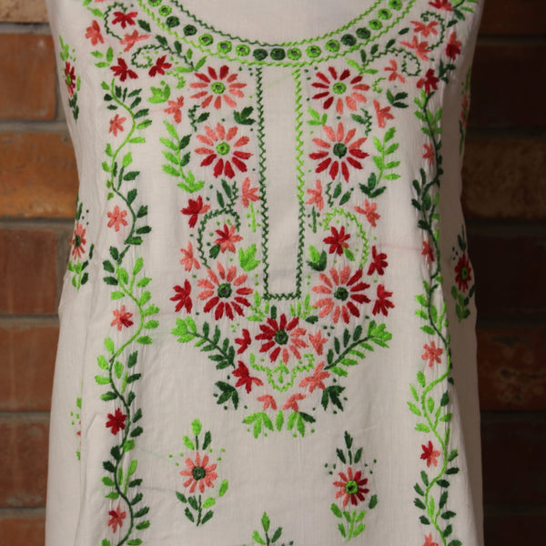 Coral Leaf Serenade - Kurta (with mirror work)