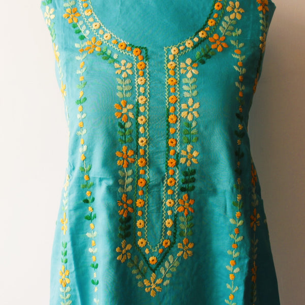 Caribbean Sunset - Lawn - Kurta (with neckline and border)