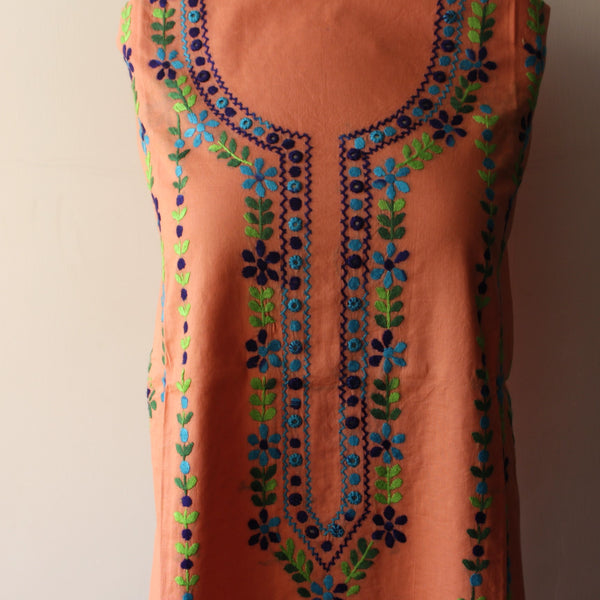 Salmon Pink - Lawn - Kurta (with neckline and border)