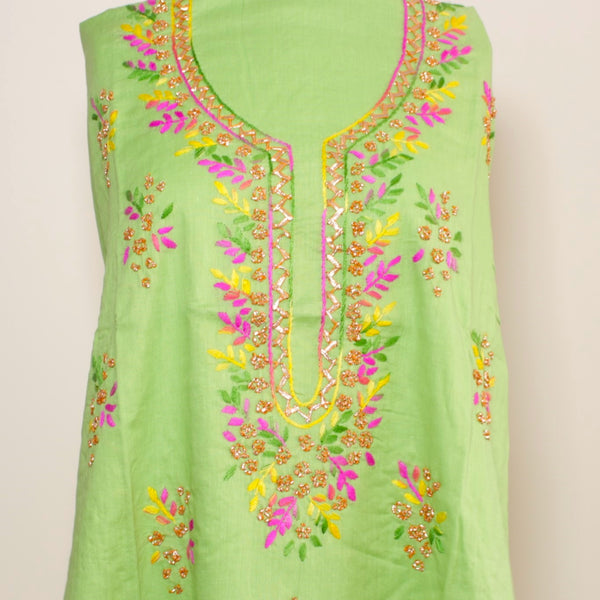 Apple Green - Lawn - Kurta (with gota work)