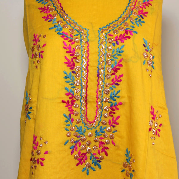 Yellow - Lawn - Kurta (with gota work)
