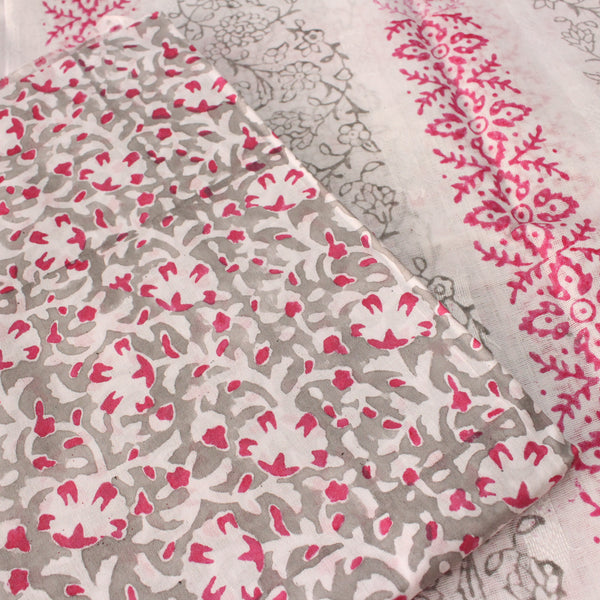 Grey & Pink - Lawn - 2 pc - Block Printed