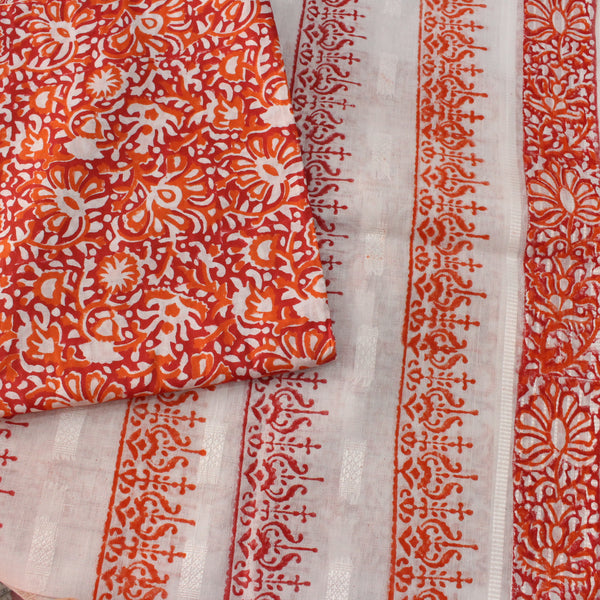 Red & Orange - Lawn - 2 PC - Block Printed