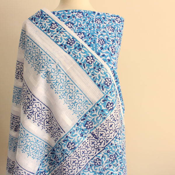 Cobalt Floral - Lawn - 2 pc - Block Printed